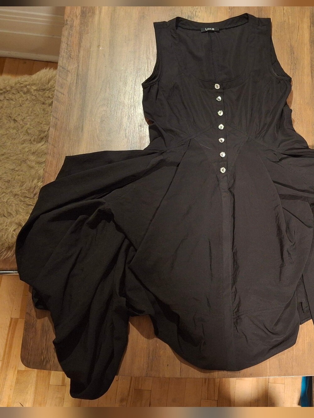 Black Sleeveless Button-Front Dress